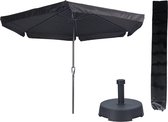 Parasol Gemini Noir Ø300 cm + Pied de parasol 25 kg + Housse de parasol