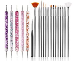 Goodbitz® - Nail art set - 20-delig - Dotting tools - Stippen pen - Nail art penselen - Nail art brushes - Nail art kwasten - Nail art tools - Penselenset - Penselen set - Penselen nagels - Nail art - Nail art kit - Nail art penseel - Nail art kwast
