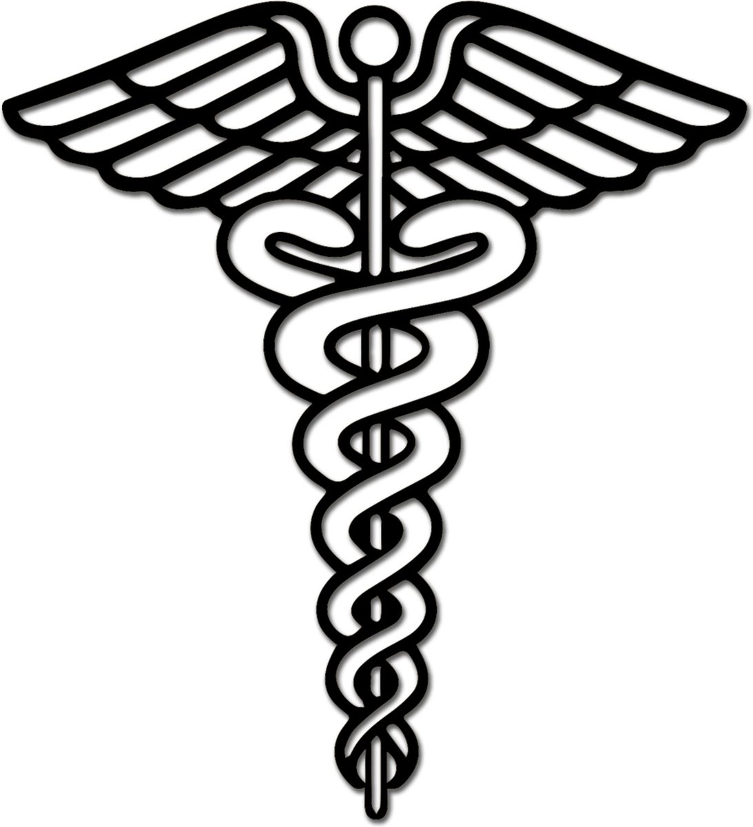 Hout-Kado - Caduceus - Medium - Zwart - Geometrische dieren en vormen - Houten Wanddecoratie