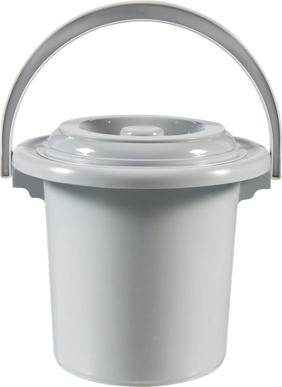 Curver toiletemmer met deksel 5L licht grijs