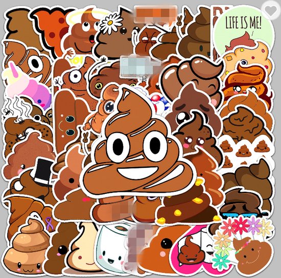 Foto: Drol stickers 50 stuks vrolijke drol stickers drol plaatjes stickers volwassenen stickers kinderen laptop stickers