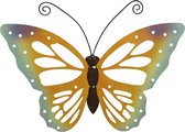 Grand papillon déco orange/jaune/papillon mural 51 x 38 cm décoration de jardin - Papillons de jardin/papillons muraux