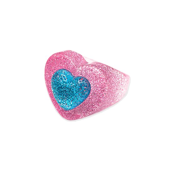 Dazzling & Hypnotic - Friends with Benefits Pink Ring - Ring pour femme - Ring en résine Glitter - Chevalière - Bijoux colorés