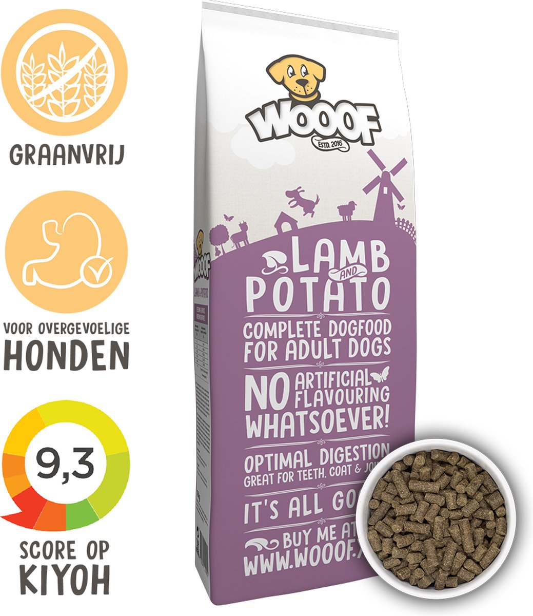 WOOOF Lam & Aardappel 18 kg - Geperst 100% graanvrij
