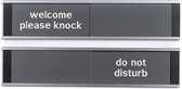 Schuifbord Welcome Please Knock-Do Not Disturb - 255 mm x 57 mm - Grijs - Promessa-Design.