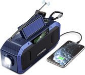 Draagbare Bluetooth-luidspreker met AM FM-radio - 5000 mAh batterijgevoede oplaadbare dynamo-crankradio op zonne-energie, IP6 waterdichte camping, leeslamp, zaklamp, SOS, opladen v