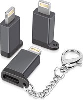 USB-C naar Apple Lightning Adapter - 3 stuks -  8 Pin convertor voor o.a. Ipad, Iphone, Macbook- Zilver