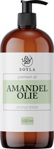 Biologische Amandel olie - 500 ml - 100% Puur - Koudgeperst - Glazen Fles met Pomp - Onbewerkte Amandelolie voor Gezicht Haar en Lichaam