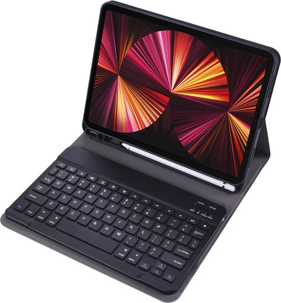 Hoesje Geschikt voor iPad Pro 2021 (11 inch) Toetsenbord Hoes Book Case - Hoes Geschikt voor iPad Pro 11 inch (2021) Toetsenbord Hoesje Keyboard Cover - Zwart