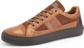 NoGRZ A.Maggi Leren herensneakers - gevoerde veterschoenen - Cognac Bruin Leer - Maat 46