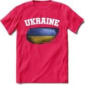 Oekraine vlag T-Shirt | Dames - Heren – Unisex Kleding | Ukraine support shirt | Tshirt Met Print - Roze - L