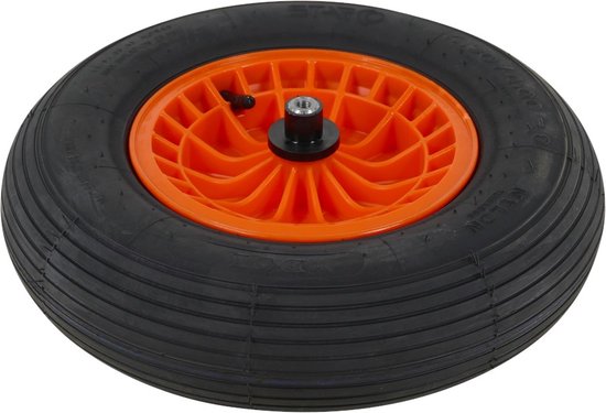 FORT Kruiwagenwiel 400x100mm met 2PLy luchtband, kunststof velg Oranje, aslengte 130 mm en Ø 20mm van Fort — afbeelding 2
