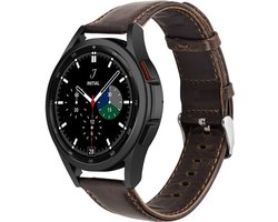 Strap-it Leren bandje - geschikt voor Samsung Galaxy Watch 7 (40 & 44mm) / Galaxy Watch 6 40 & 44mm / Galaxy Watch 6 Classic 43 & 47mm / Watch 5 40 & 44mm / Watch 5 Pro / Watch 4 40 & 44mm / Watch 4 Classic / Watch FE - donkerbruin