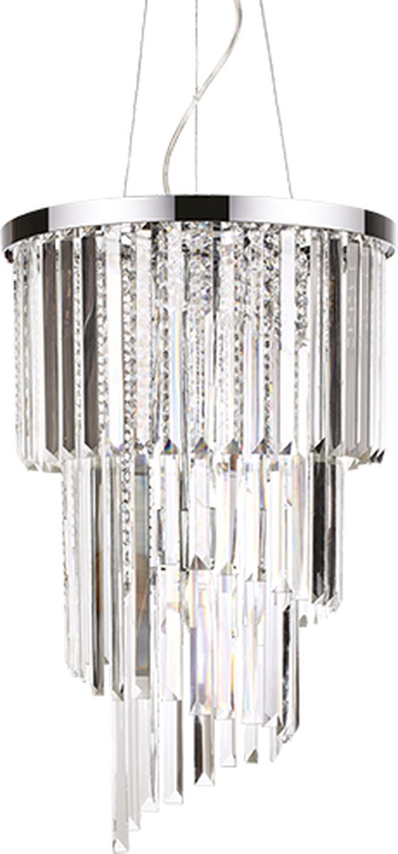 Ideal Lux - Carlton - Hanglamp - Metaal - E14 - Chroom - Voor binnen - Lampen - Woonkamer - Eetkamer - Keuken