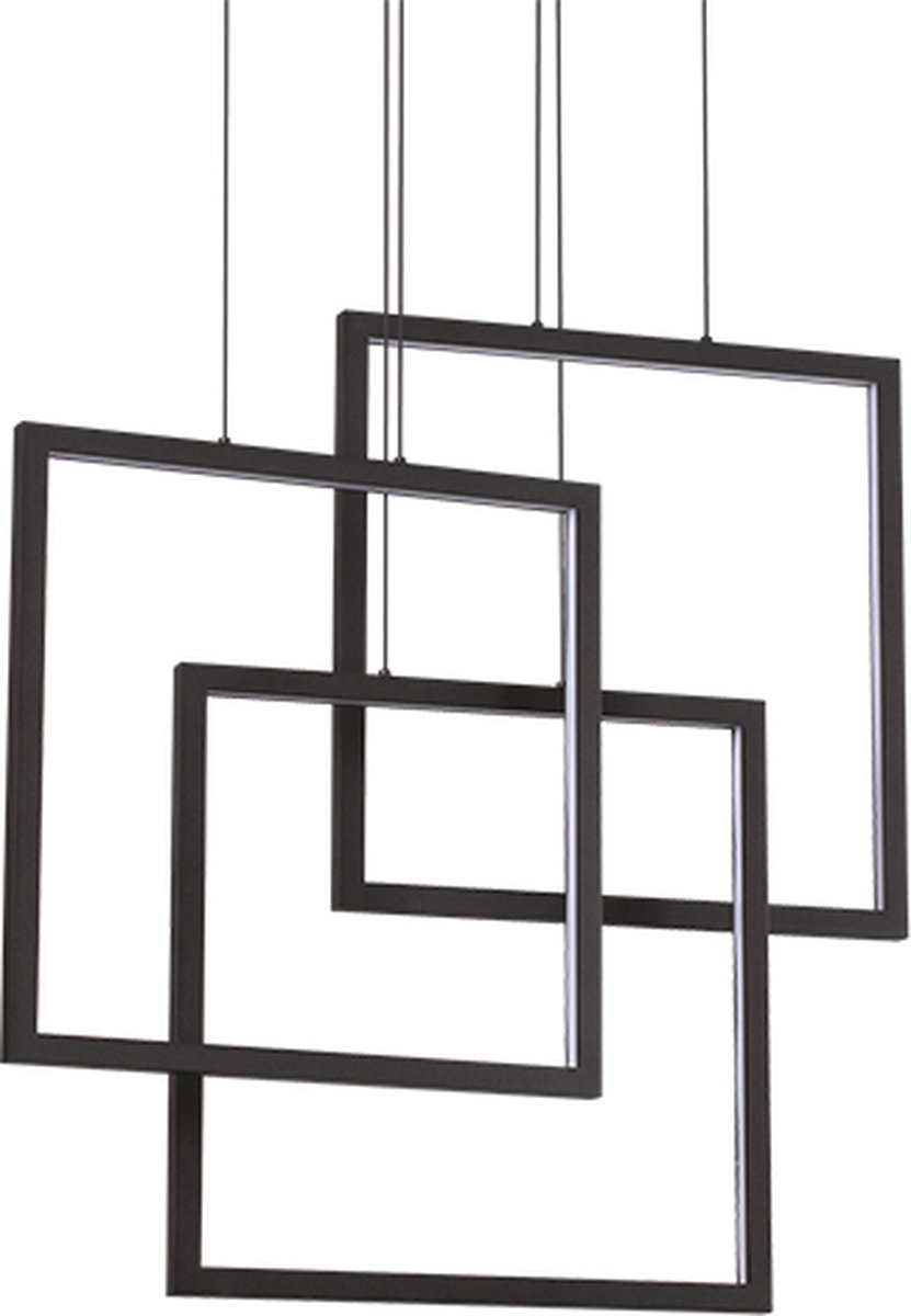 Ideal Lux - Frame - Hanglamp - Aluminium - LED - Zwart - Voor binnen - Lampen - Woonkamer - Eetkamer - Keuken