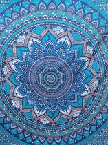 XL groot strandlaken - 100% katoen - Dun textiel - Blauw lotus - strandkleed - Lindian style
