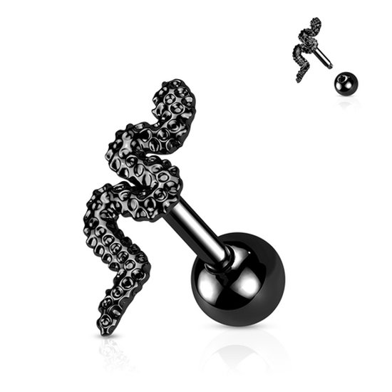 Piercing slang zwart bol