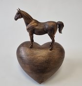 Urn hart vorm met paard brons - Urn - paarden - Hart