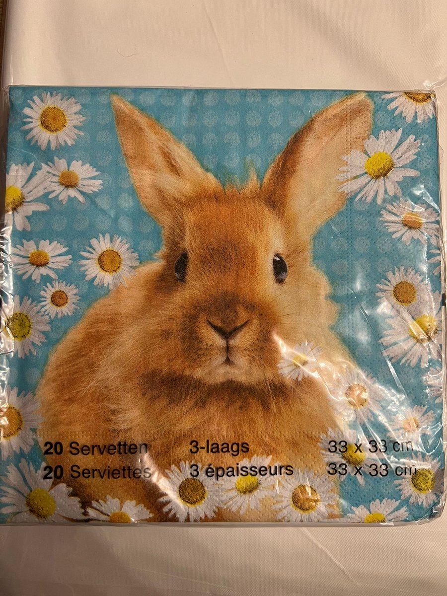 servetten pasen met konijn 20 stuks 33 cm x 33 cm