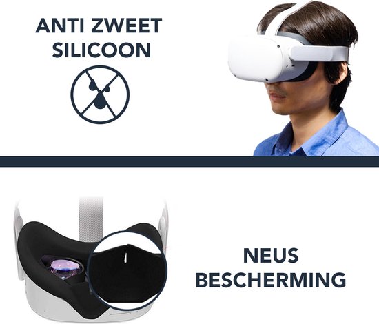 Oculus Quest 2 VR Cover - Siliconen - Zwart - VR accessoires - Achaté