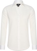 Heren overhemd MarshallDenim - Lange mouwen - Wit - Slim fit met stretch - Maat M