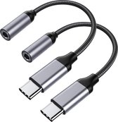 2x USB C naar Audio Jack Adapter Kabel - 3,5 mm Aux (Female) Converter - Geschikt voor Pixel 4 3 2 XL, S10 S9 Plus Note 10, Pro 11 , Mate 30 20 Pro en meer USB C-apparaten