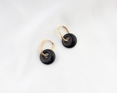 Rosella Earring zwart- Black friday- Oorbellen- Gold plated- Goud verguld- Stainless steel- Natuursteen zwart jaspis- Dames- Trendy- Luxe edelsteen- Handgemaakt- Stoer- Zeer goed t