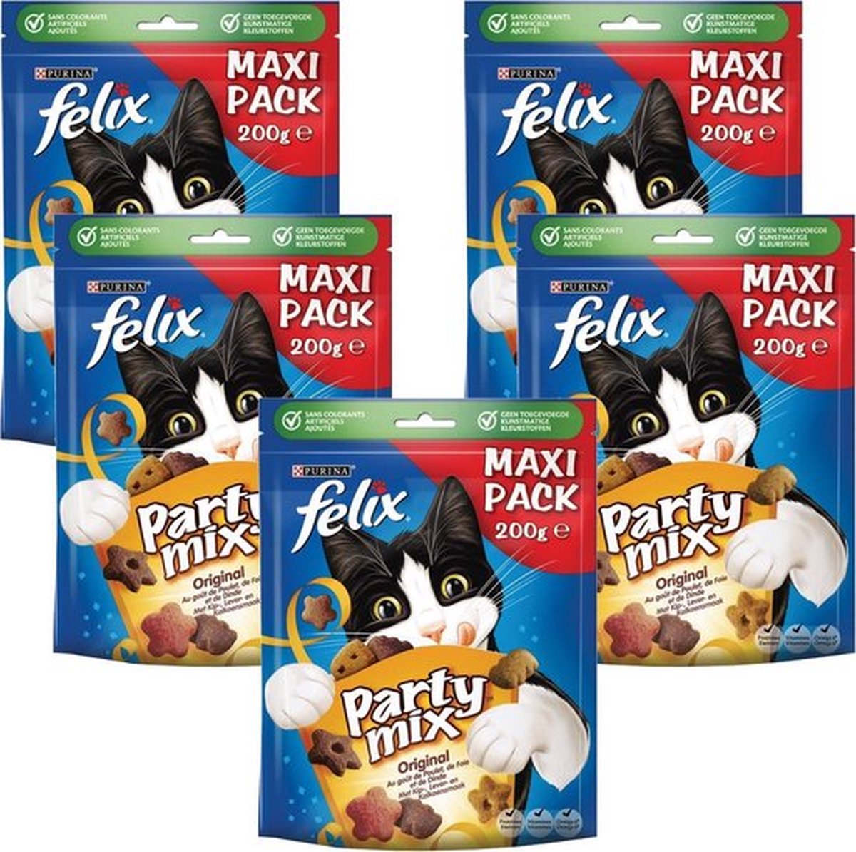 Felix Party Mix - Kattensnacks Original Mix - 5 x 200 g