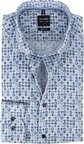 OLYMP - Overhemd Level 5 Blauw Print - 41 - Heren - Slim-fit