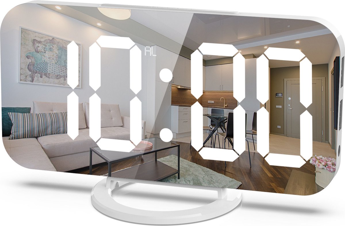 Digitale Wekker Wit - Alarm Clock - Multifunctionele Wekker - Digitale Wekker - Spiegel - Snooze