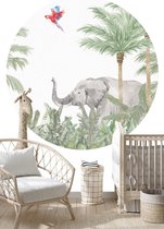 Behangcirkel Dieren en palmbomen - 100 cm | Wandecoratie | Wandcirkel