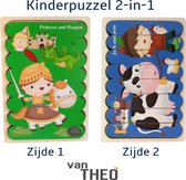 Houten Puzzel - Dubbelzijdige Kinderpuzzels - Set 2-in-1 - Montessori Speelgoed - Set Sprookjes