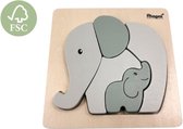 Magni - houten puzzel - olifant - baby- groen