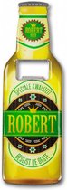 flesopener Robert 8,5 x 6 cm staal geel/groen