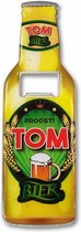 flesopener Tom 8,5 x 6 cm staal geel/groen