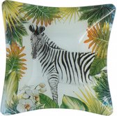 schaal zebra 15 x 15 x 5 cm glas groen