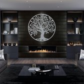 Wanddecoratie |Family Tree decor | Metal - Wall Art | Muurdecoratie | Woonkamer |Zilver| 72x72m