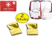 Noodpakket - 2 stuks Nooddekens Warmtedekens + 1 stuk EHBO Verbanddoos 41 delig Verband Etui