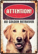 waakbord hond Golden Retriever 21 x 14 cm staal (FR)
