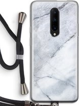 Case Company® - OnePlus 7 Pro hoesje met Koord - Witte marmer - Telefoonhoesje met Zwart Koord - Bescherming aan alle Kanten en Over de Schermrand
