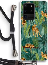 Case Company® - Samsung Galaxy S20 Ultra hoesje met Koord - Luipaard 2 - Telefoonhoesje met Zwart Koord - Bescherming aan alle Kanten en Over de Schermrand