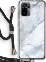 Case Company® - Xiaomi Redmi Note 10 Pro hoesje met Koord - Witte marmer - Telefoonhoesje met Zwart Koord - Bescherming aan alle Kanten en Over de Schermrand