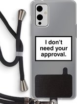 Case Company® - OnePlus 9 hoesje met Koord - Don't need approval - Telefoonhoesje met Zwart Koord - Bescherming aan alle Kanten en Over de Schermrand