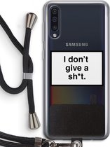 Case Company® - Samsung Galaxy A50 hoesje met Koord - Don't give a shit - Telefoonhoesje met Zwart Koord - Bescherming aan alle Kanten en Over de Schermrand