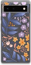 Case Company® - Google Pixel 6 hoesje - Flowers with blue leaves - Soft Cover Telefoonhoesje - Bescherming aan alle Kanten en Schermrand