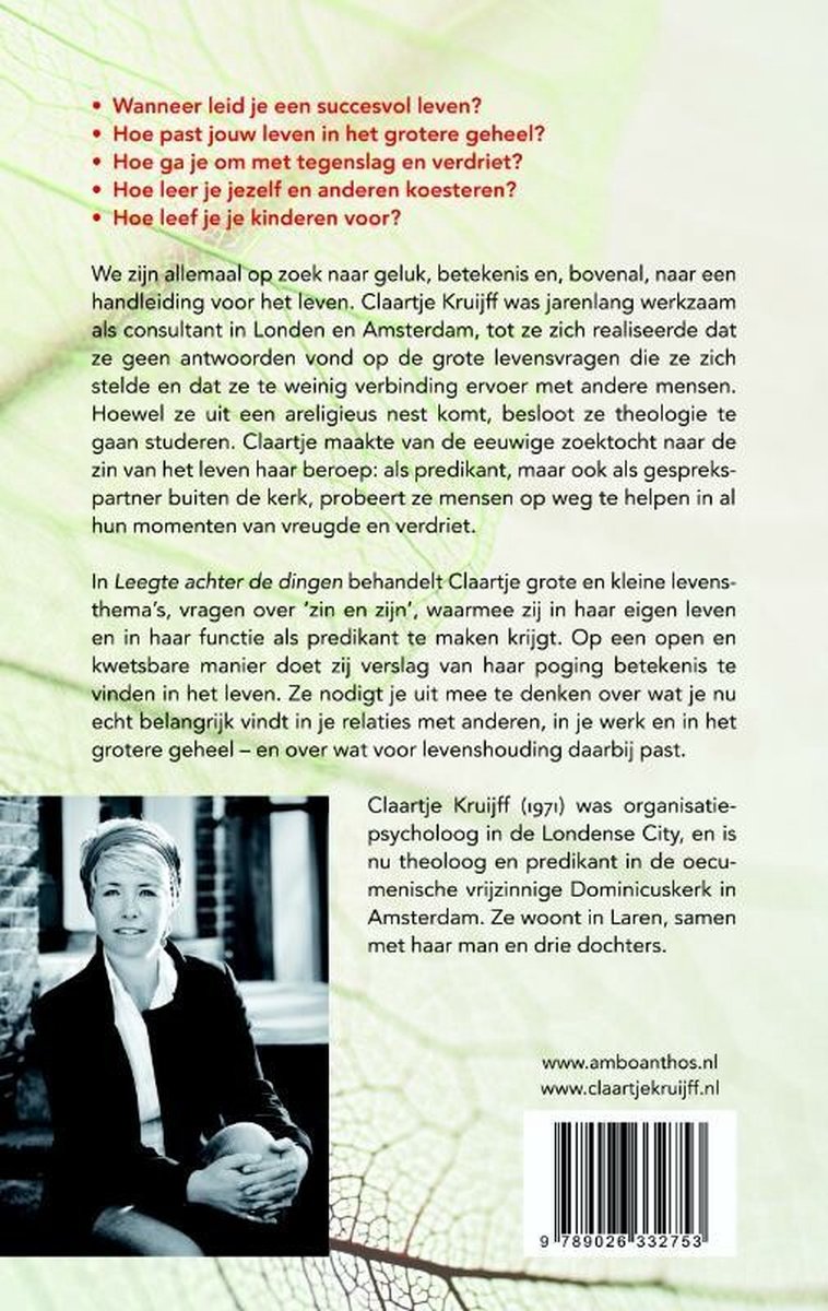 Leegte achter de dingen - back cover