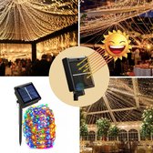 Oneiro’s Luxe Fairy Lights SUN Multi 8.5 Meter 50 LED op Zonneenergie  - Warm wit - Tuinverlichting - Lichtsnoer voor buiten - zwart - prikspot - zonne-energie – LED – zomer – tuinverlichting