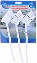 afwasborstels 24 x 3 cm 3 stuks wit