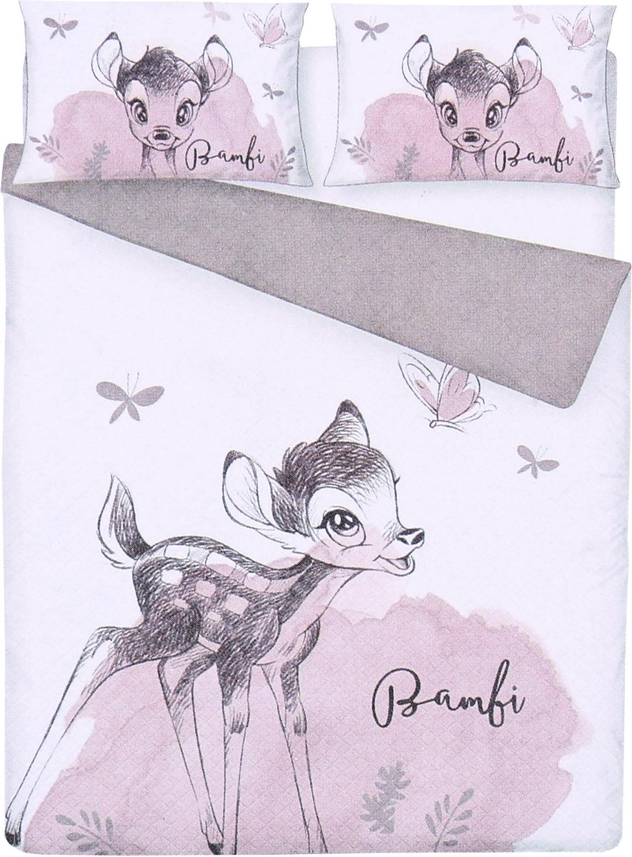 Roze-witte beddengoedset 230cm x 220cm - Bambi