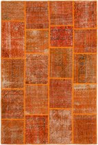 KARUN VINTAGE ORANJE / KOPER VLOERKLEED PATCHWORK HANDGEWEVEN